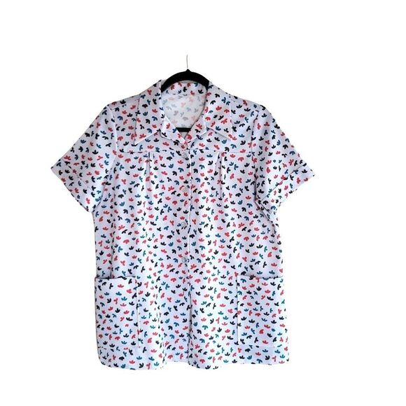 Vintage  Womens Button Up Collar Top with Pockets  L Multi-Color - Picture 6 of 6